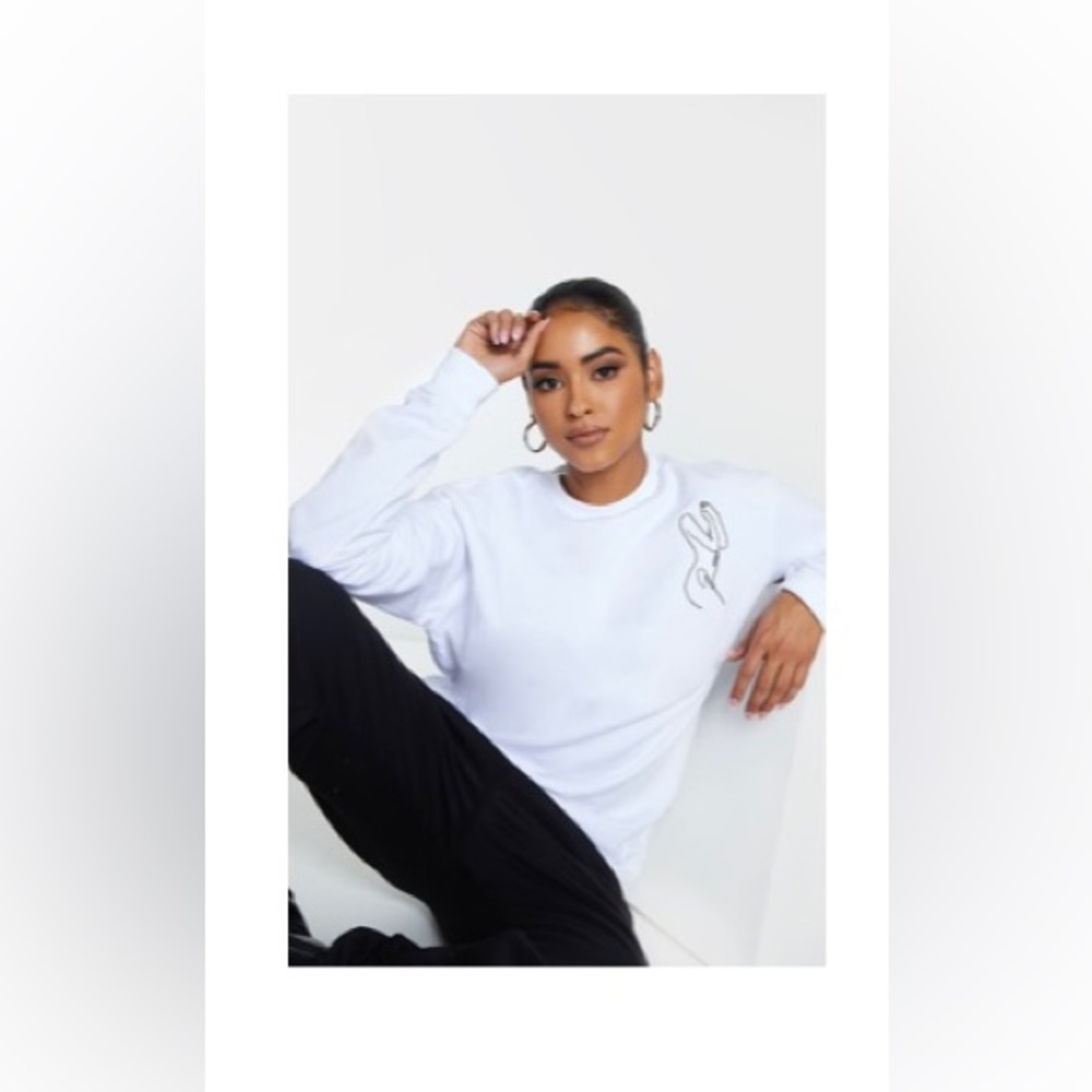 White Abstract Embroidered Sweater